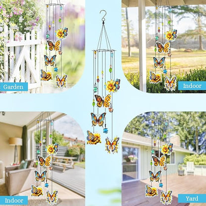 Wind Chimes Butterfly Gifts for Women Wind Chime, Wind Chimes for Outside, Thank You Gift for Mom Friend Sisters- Mother's Day, Birthday, Thanksgiving Day