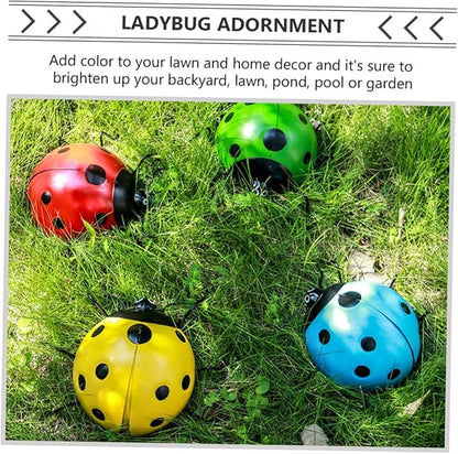 balacoo 1pc Seven Star Ladybug Ornament Animal Garden Statues Iron Ladybug Ladybugs Wall Sculptures Metal Ladybug Wall Art Outdoor Fencing Decor Ladybug Crafts Iron Parts Red Beetle, 29X22X11CM