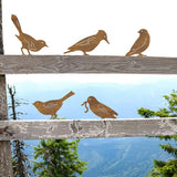 Rusty Metal Bird Silhouette Garden Decor - 5 Pack Metal Bird Art Fence Topper Decorations,Rustic Bird Sculptures for Outdoor Yard, Patio, Fence, Tree, Garden Gifts for Mom, Grandma, Bird Lovers