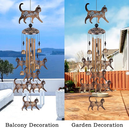 Cats Wind Chimes for Outside/Indoor/Garden/Home/Balcony/Lawn/Tree/Yard/Garden Decoration, Retro Wind Catcher, Hang Cat Decor, Blessing Wind Bells, Memorial WindChimes Gifts for Mom, Grandma, Woman