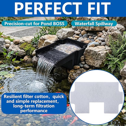 Adnee 4 Pcs Pond Waterfall Spillway Filter Pad, 8 Inch Pre-Cut Waterfall Box Filter Pad, Reusable Pond Filter Replacement Mat to Maintain Water Quality,Only Filter Pads
