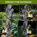 YDKOJGW Solar Garden Outdoor Statues Rabbit with Solar Lantern,Outdoor Bunny Figurines Decorations,Lawn Decor Bunny Statue for Patio, Balcony, Yard Ornament,Unique Housewarming and Easter Gifts