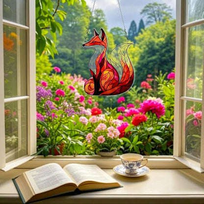 Fox Ornaments Colorful Window Hanging Decorations Home Wall Decor for Indoor Outdoor