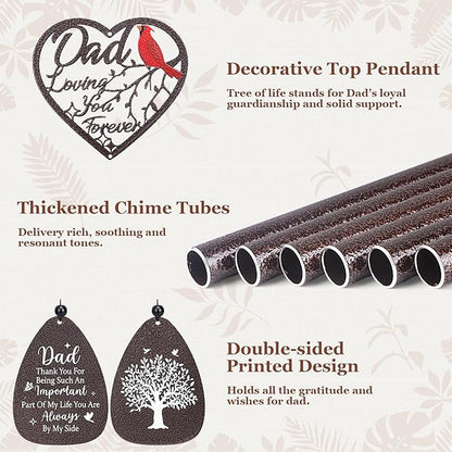 YHmall Memorial Dad Gifts, 36 Inch Wind Chimes for Outside, Birthday Fathers Day Sympathy Gift from Daughter Son, Large Windchimes for Home Decor