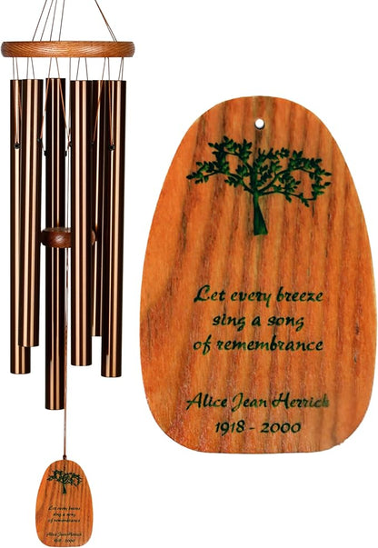 Woodstock Chimes Personalized Tree of Life Amazing Grace Wind Chime for Outside 24" Medium Bronze, Outdoor Garden Decor, Memorial Gift for Loss Loved Ones