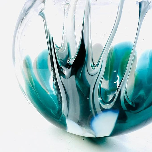 Luke Adams Handmade Glass Gazing Balls for Garden – Hand Blown Glass Gazing Ball for Yard Décor – Decorative Garden Globe (Waterfall)