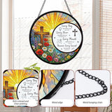 Rngmsi Stained Glass Window Hanging, 7.8″ The Cross and Scripture Sun Catchers Indoor Window Decor, Christ Suncatchers Hanging Ornaments Home Garden Art Easter Gift for Housewarming