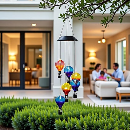 Hot Air Balloon Solar Lantern Waterproof,Solar-Powered Wind Chimes for Garden,Hot Air Balloon Solars Lights Outdoor,Hanging Camping Light Colorful Changing for Patio,Backyard,Lawn,Porch,Garden