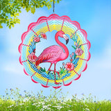 Flamingo Metal Wind Spinners Gifts for Women Mom Grandma Friends Hanging Wind Spinner Garden Decorations 12 inch 3D Kinetic Sculpture for Lndoor Spring Outdoor Decor House Yard Art Decorations