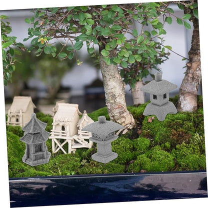 POPETPOP 3pcs Miniature Pavilion Statue Garden Decor for Bonsai Landscape Sandstone Garden Ornaments for Decoration
