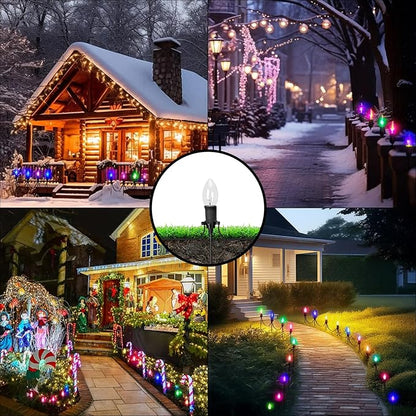 Gisafai 12 Pcs 15 Inch Christmas Light Stakes Universal Yard Lawn Holiday for C9 or C7 Light Stakes for Christmas Garden Ground Pathway Driveways Decoration (Black)
