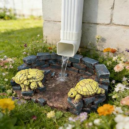 Decorative Turtle Statue Splash Block Gutter Downspout Outdoor Garden Decor, Larger Gutter Downspout Statues for Patio,Yard and Lawn Accessory, Stone Resin Rain Concrete Gutter Guardian,14"L x 9.5"W