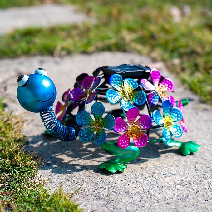 Solar Garden Turtle Statue Metal Yard Decorations Outdoor,Solar Turtles Figurine Lights Tortoise Ornament Lamps for Outside Yard,Lawn,Patio,Porch,Balcony