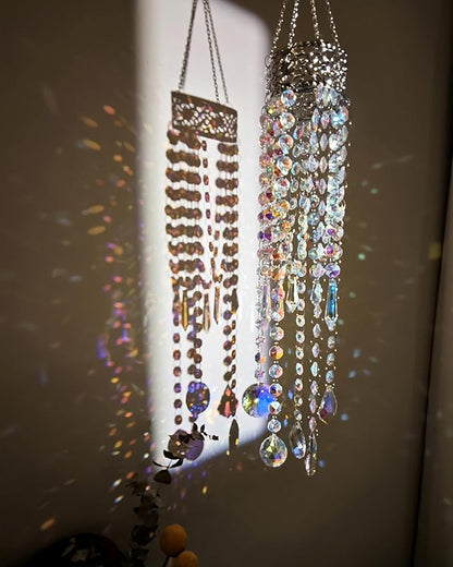 Crystal Chandelier Suncatchers for Indoor Windows Hanging Sparkly Decorations with Prism Beads Sun Catcher Rainbow Maker Home Decor