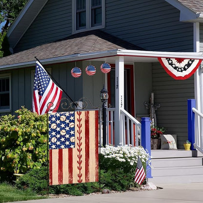 4th of July House Flags for Outdoor Decoration, Retro American Flag with Baseball Large Yard Flag,Decorative Decors for Summer 250th Years America Anniversary Holiday Outside 28x40 Inch Double Sided