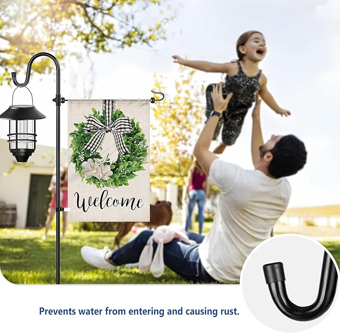 Ottsuls Garden Flag Stand, 2 Pack Heavy Duty Flag Pole Holder with Shepherd Hook for Yard Decoration, 45 INCH Sturdy Yard Flag Post Stake Outdoor Garden Flag Holder for 14''x20'' Flags (Without Flag)