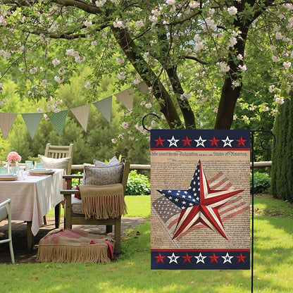 Patriotic Garden Flag American Star Freedom Independence Day Theme Yard Flags Lawn Porch July Fourth 4th of July Memorial Day House Banners Double Side Home Decoration 12x18 Inch