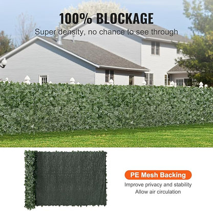 VEVOR Artificial Ivy Privacy Fence Screen, 59 x 158 in Faux Ivy Vine Leaf Hedges Fence, Greenery Privacy Fence with Mesh Cloth Backing, Green Wall Decoration for Outdoor Garden, Yard, Balcony