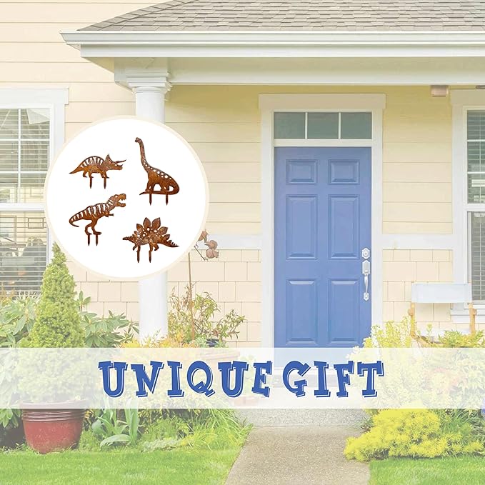 Decorative Dinosaur Garden Statues, Dinosaur Garden Stakes, Yard Lawn Decor – Ideal Outdoor Clearance Gift for Dinosaur Lovers, noxozoqm240510