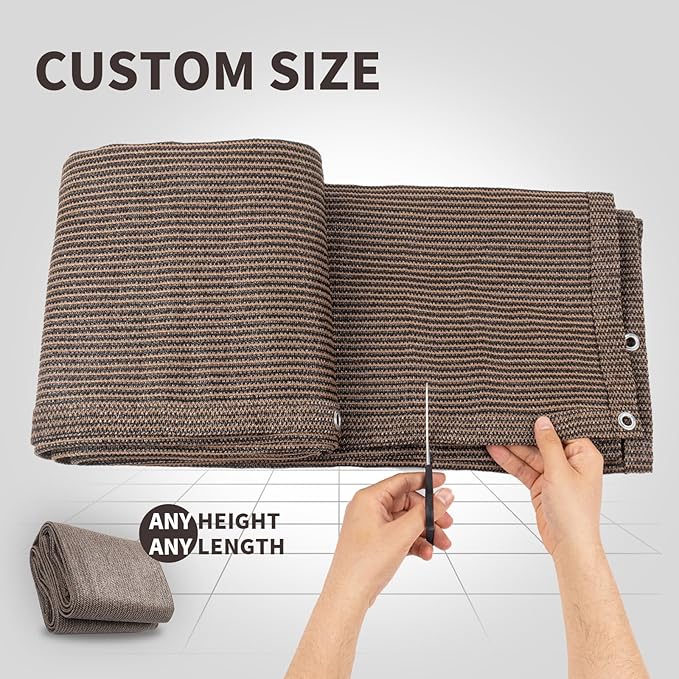 LOVE STORY Custom Size 3'x16' Brown Balcony Privacy Screen,UV Block Privacy Fence Screen,90% Shield for Outdoor Pool Garden Apartment Railing