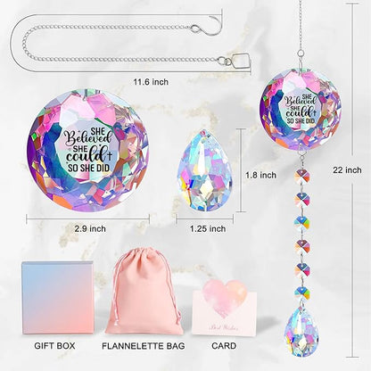 She Believed She Could So She Did - Crystal Sun Catcher Ornament, Suncatcher for Home Office Bedroom Living Room, Sun Catcher, Gifts for Women Friend Daughter Christmas Birthday Graduationg (She)