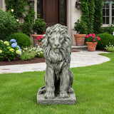 Lion Statue for Garden - Outdoor Sculpture Decoration - 22.8" H Concrete Seated Lion Statue for Home Décor Patio Yard