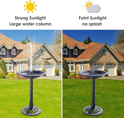 VAKOWON Solar Powered Bird Bath Fountain, Outdoor Water Feature