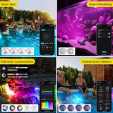 T-SUN Pond Lights LED Underwater 16M Colors with App and Remote, Submersible Fountain Light with Timer and Dimmable, Music Sync, Outdoor Spotlights for Koi Pond, Garden, Yard