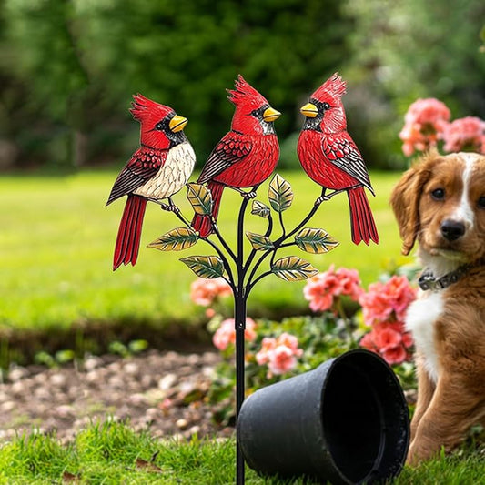Cardinal Garden Stake, Metal Red Bird Outdoor Decor, Large Cardinal Statue for Yard, Patio, and Garden(Cardinals)