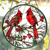 Cardinal Sun Catcher Stained Glass Window Hanging Cardinal Decor Lovers Gifts for Women Handmade Sun Catcher Decoration for Garden Home Housewarming Gifts