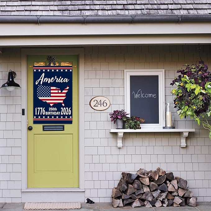AVOIN colorlife 1776-2026 America 250th Anniversary Patriotic House Flag 28x40 Inch Double Sided Outside, 4th of July American 250 Years Yard Outdoor Decoration