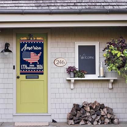 AVOIN colorlife 1776-2026 America 250th Anniversary Patriotic House Flag 28x40 Inch Double Sided Outside, 4th of July American 250 Years Yard Outdoor Decoration
