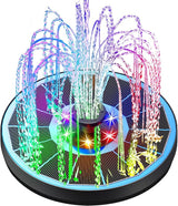 Yzert Solar Fountain Glass Panel with 2200 mah Battery, 3.5W Floating Solar Water Fountain with 4 Fixed Rods, Solar Pump for Bird Bath, Garden, Pond, Pool, Outdoor (Blue Panel Colorful Lights)