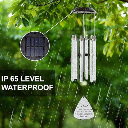 Solar Wind Chimes for Outside, 6 LED Color Changing Tubes - Unique Outdoor Garden Decor, Colorful Patio Ambient Light, for Her/Him, White Elephant Gifts for Adults