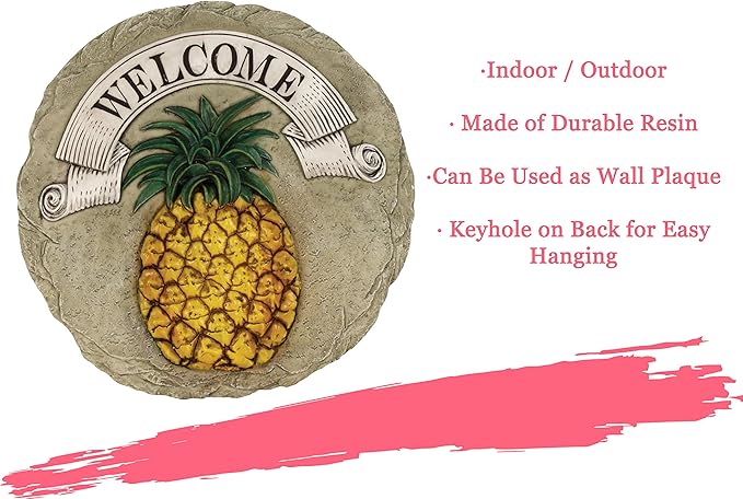 Spoontiques - Garden Décor - Pineapple Stepping Stone - Decorative Stone for Garden