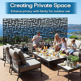 MTART Metal Privacy Screen 72" H x 47.2" Decorative Outdoor Privacy Screen Privacy Panel with Stand for Balcony Deck Patio Lawn Garden, Privacy Fence (Black-Street)