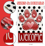 Valentines Garden Flag 12x18 Inch, Paw Print Heart Double Sided Flag for Anniversary Wedding Yard Outdoor Decoration