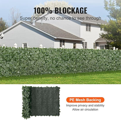 VEVOR Artificial Ivy Privacy Fence Screen, 39 x 98 in Faux Ivy Vine Leaf Hedges Fence, Greenery Privacy Fence with Mesh Cloth Backing, Green Wall Decoration for Outdoor Garden, Yard, Balcony