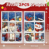 Preboun 2 Pcs Christmas Curtain Window Decoration Xmas Window Silhouette Snowflake Cover Christmas Poster for Indoor Outdoor Holiday Party Wall Garage Door Decor (Santa Claus and Snowman)