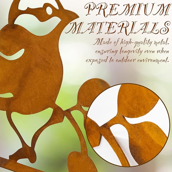 LhyBtm 5 Pcs Rusty Birds Decoration Silhouette with Rusty Patina Birds Decoration Outdoor Fence Decorations Lifelike Metal Birds Garden Ornaments Silhouette Rustic Outdoor Patio Yard Adornment