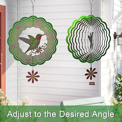 Hummingbird Wind Spinner,Metal Wind Spinners for Outdoor,3D Double Sided Hanging Decor for Indoor,Outdoor,Unique Gifts for Women