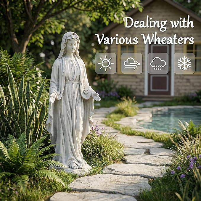 Virgin Mary Statue Outdoor 30 Inch Tall Large Religious Garden Statue, Blessed Mother Outdoor Decorations Statue, Virgen De Guadalupe Statues for Yard, Patio, Home Decor