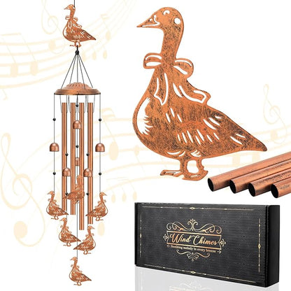 Garden Goose Wind Chimes for Outside Metal Windchimes Outdoors Goose Gifts for Women Men Housewarming Garden Decor for Outside Patio or Yard