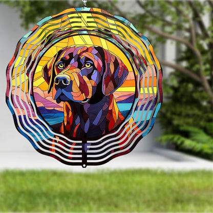 Labrador Retriever Wind Spinner Dog Memorial Gifts, Vibrant 3D Kinetic Aluminum Metal Yard Art, Loss of Dogs Sympathy Gifts, Hanging Outdoor Garden Decor, 8" Wind Sculptures for Patio, Porch (LR 5)