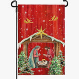 Xmas Poinsettia Garden Flag Holy Night Nativity Double Side Yard Flags Religious Christma Jesus Nativity Scene Decor House Banner for Winter Happy Holiday Outdoor Yard Decor 12 x 18 Inch