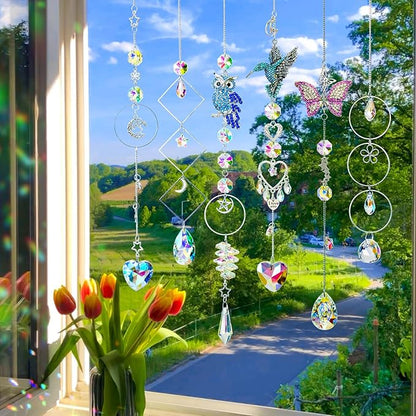 230Pcs Sun Catchers DIY Making Kit for Adults Arts and Crafts Diamond-Setting Butterfly Hummingbird Owl Crystal Suncatcher Hanging Prism Rainbow Maker for Window Garden Christmas Decor