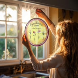 Personalized Grandma’s Garden Stained Glass Window Hanging Ornament, Custom Birth Month Flowers with Kids’ Names, Grandma Love Grows Here Floral Decoration, for Mom Grandma