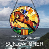 DASTOLL Stained Glass Window Hanging Equestrian Sports 6.3" - Horse Suncatcher Door Garden Sunroom Sun Catcher Home Decor Birthday Christmas for Mom Men Woman Nana