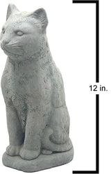 Vintage Sitting Cat: Solid Durable Stone Statue with Distressed Texture. Perfect Home Design & Sealed for Outdoor Use. Handcrafted USA. (Antique/Gray)