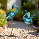 Ratuor Garden Crane Statues for Outdoor Blue Heron Metal Birds Yard Art Ornaments for Backyard Pond Patio Porch Outside Decorations